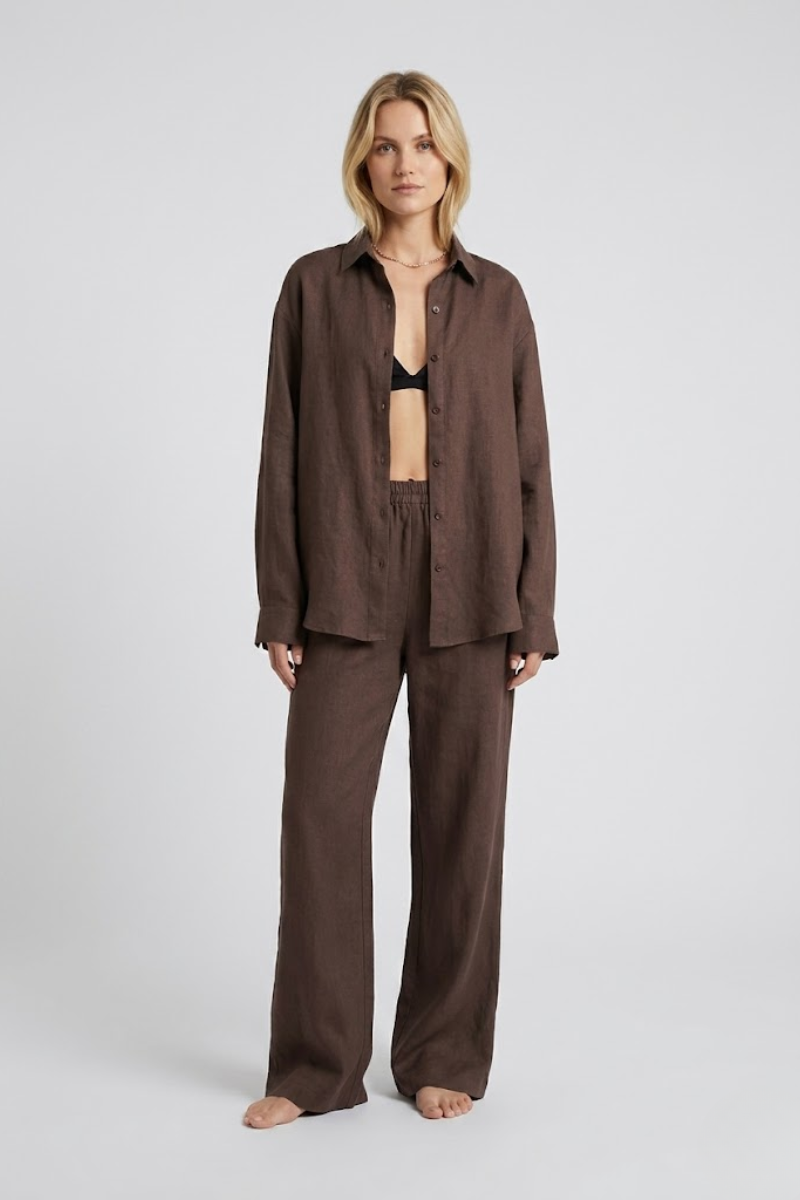 Women's 2 Piece Shirt and Elastic Waist Trousers Outfit Set