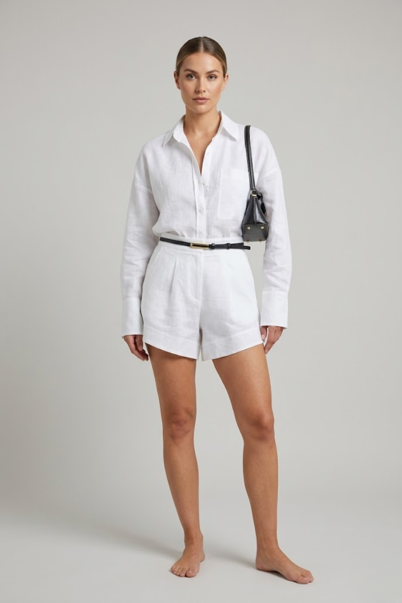 Women's 2 Piece Shirt and Shorts Outfit – Long Sleeve Casual Set