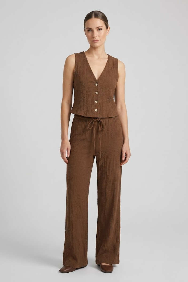 Women's 2 Piece Tank Top and Elastic Waist Trousers Outfit Set