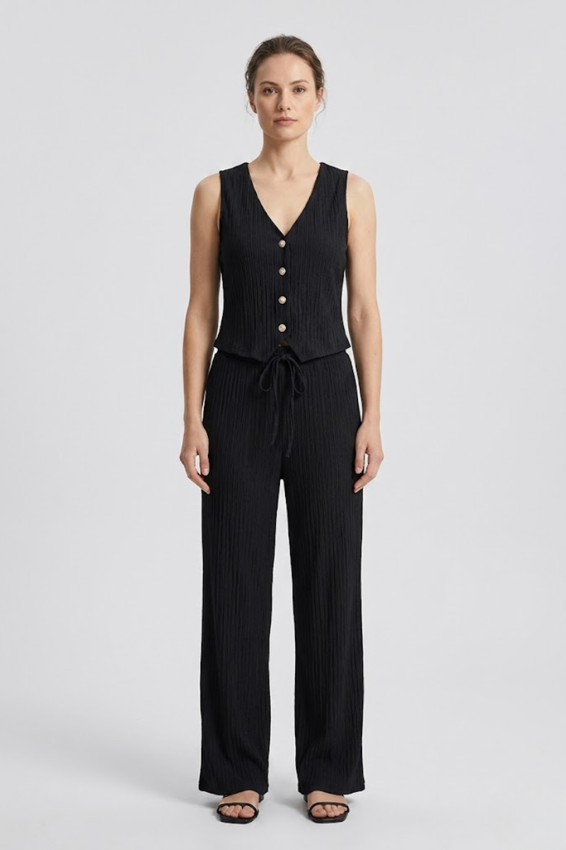 Women's 2 Piece Tank Top and Elastic Waist Trousers Outfit Set