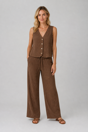 Women's 2 Piece Tank Top and Elastic Waist Trousers Outfit Set
