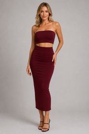 Women's 2 Piece Tube Top and Maxi Skirt Outfit
