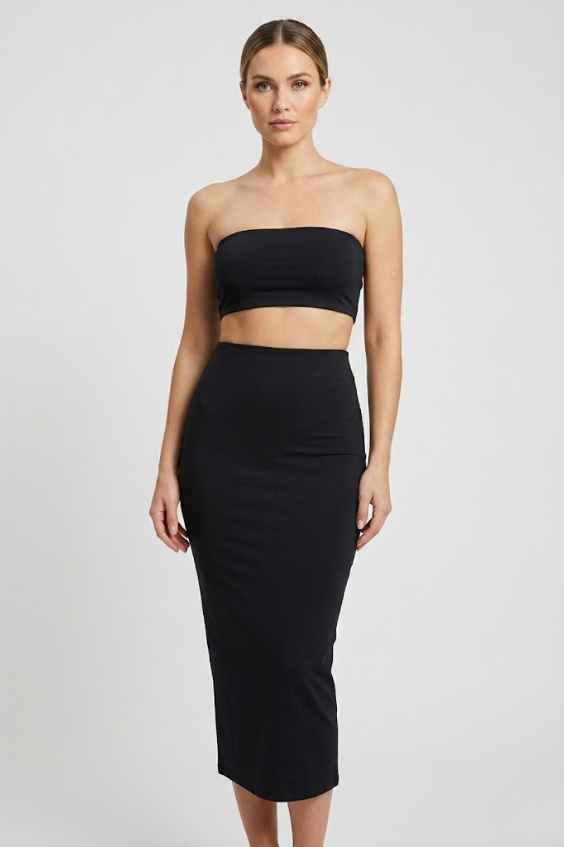 Women's 2 Piece Tube Top and Maxi Skirt Outfit