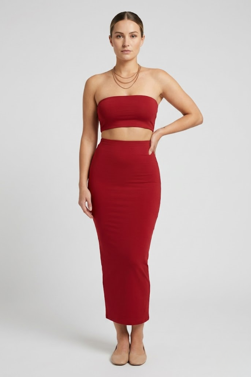 Women's 2 Piece Tube Top and Maxi Skirt Outfit