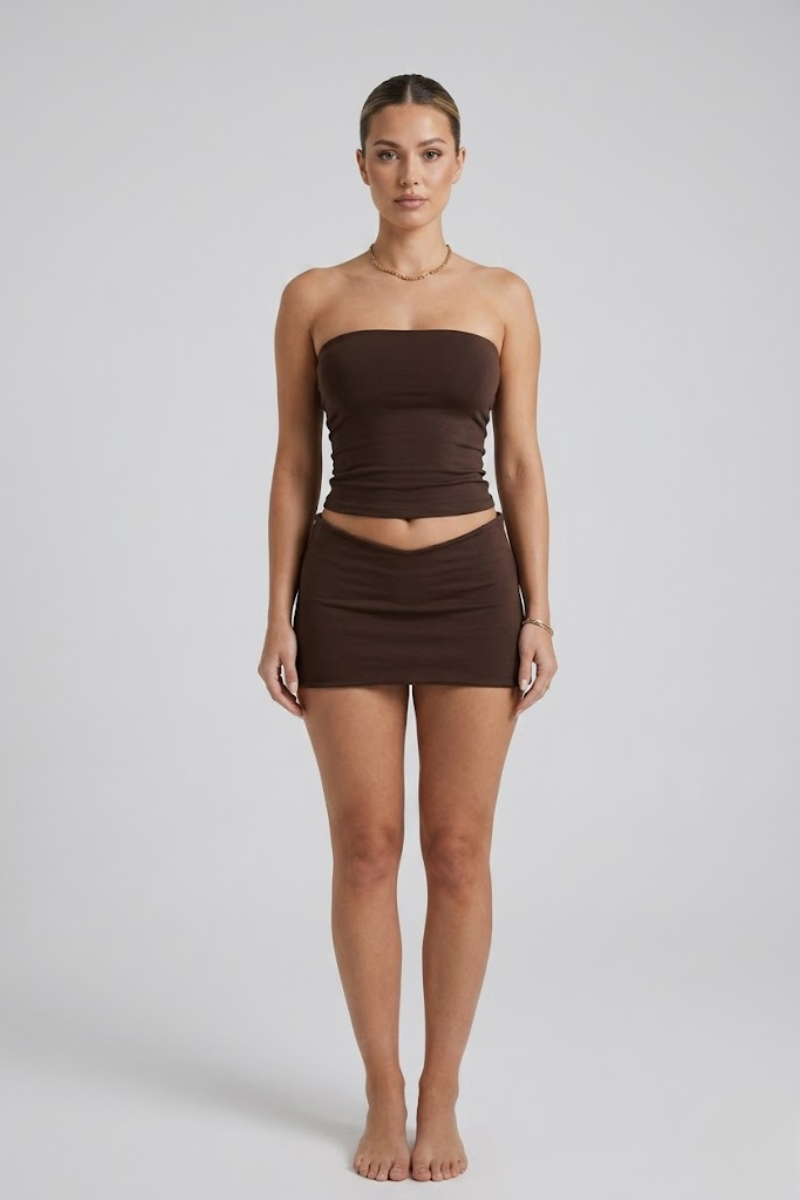 Women's 2 Piece Tube Top and Mini Skirt Outfit