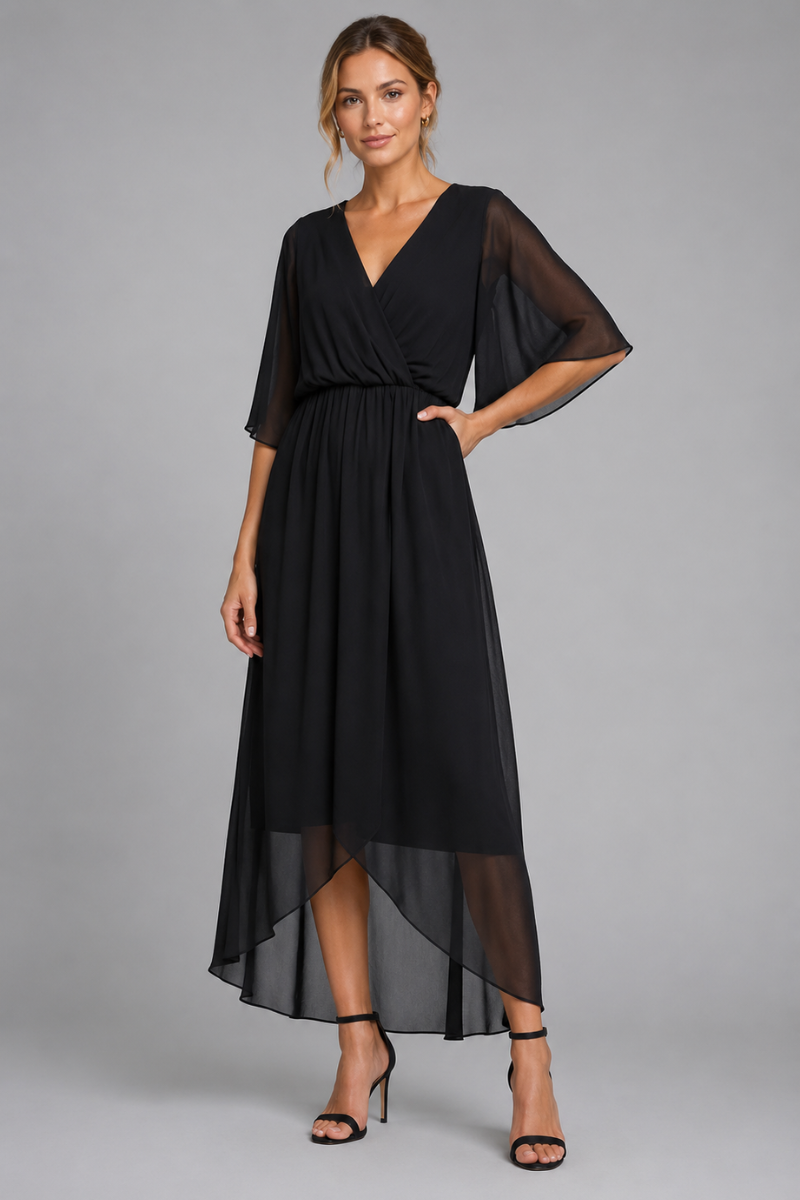 Women's Belted Wrap Midi Dress