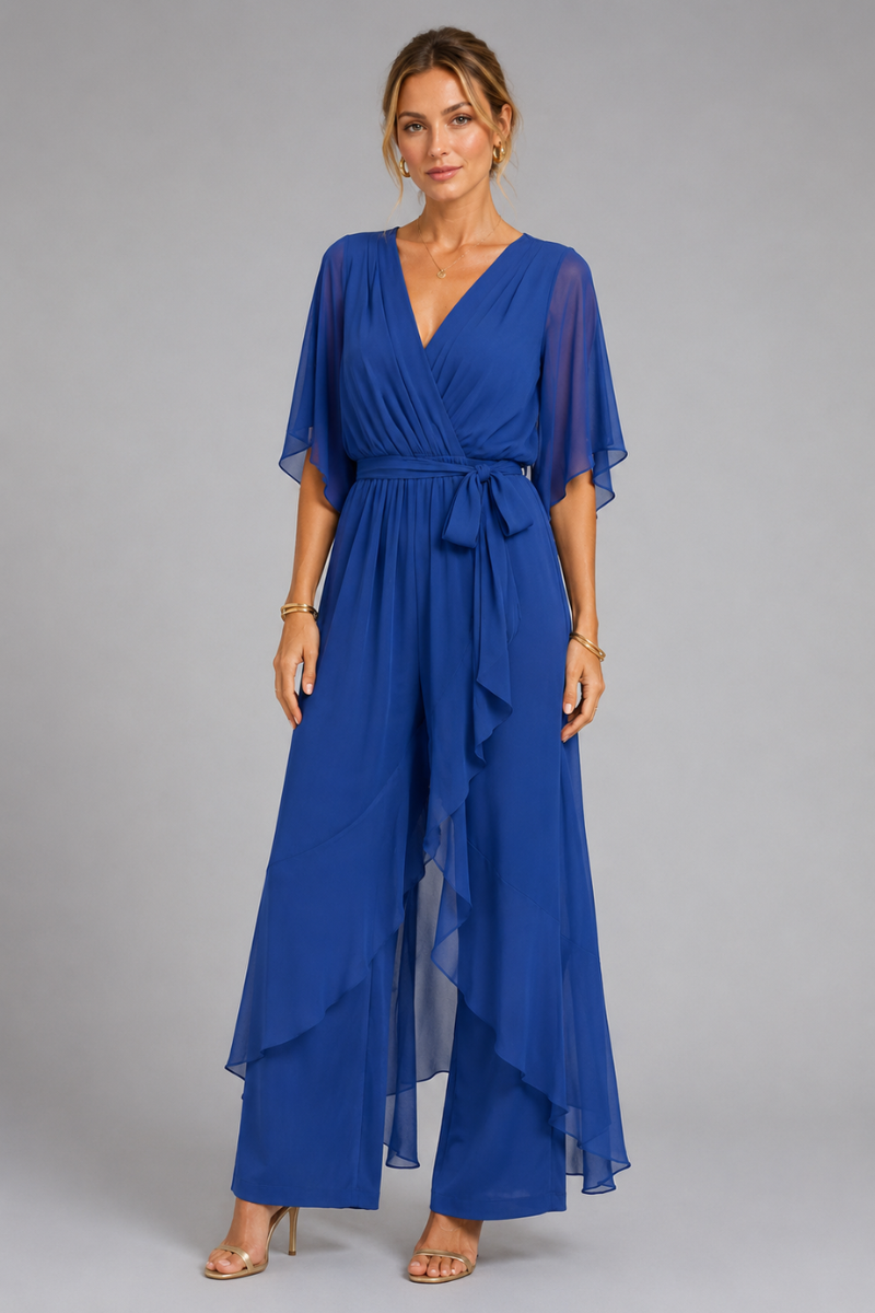 Women's Belted Wrap Midi Dress