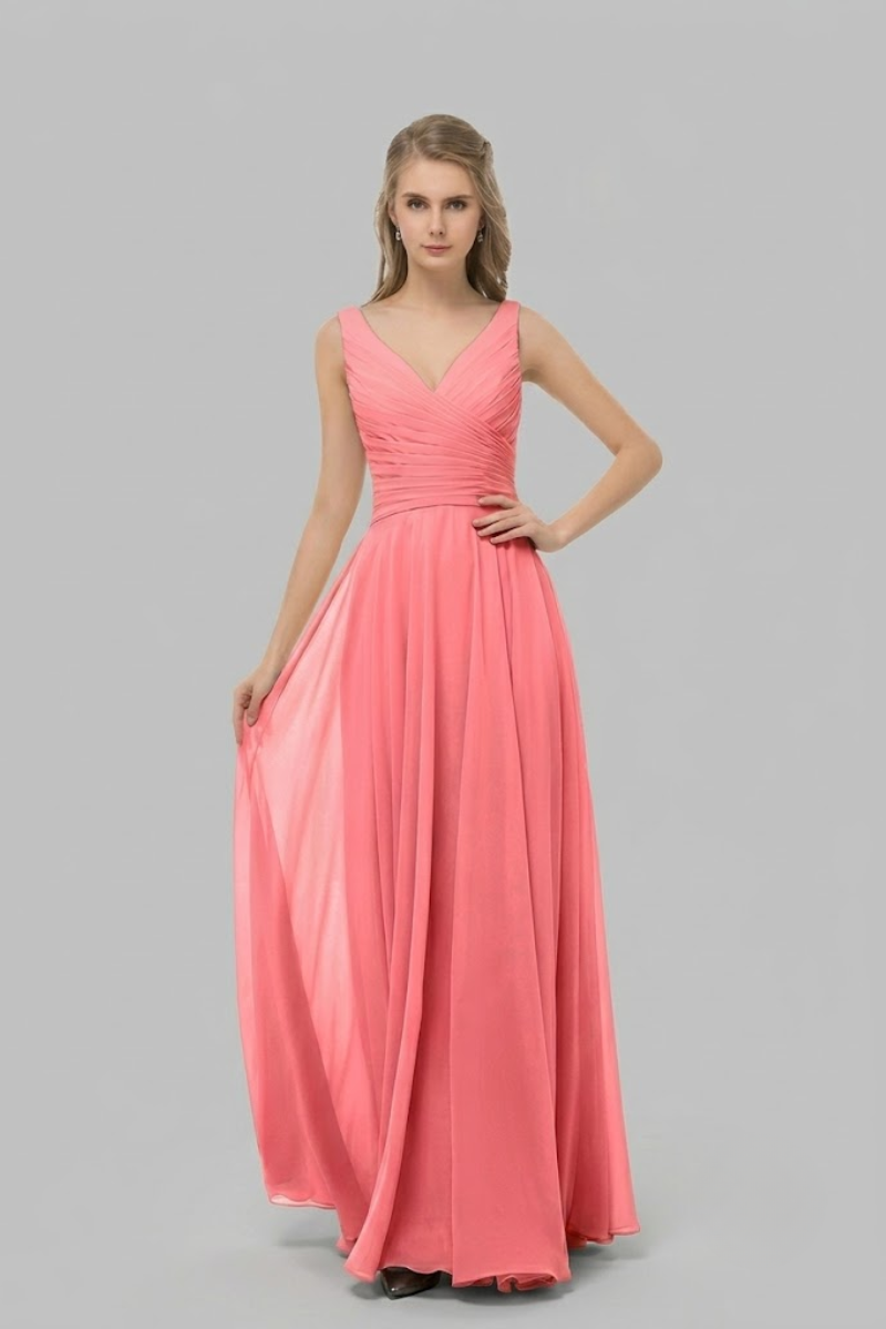 Women's Blush Chiffon Maxi Dress with Bow Detail