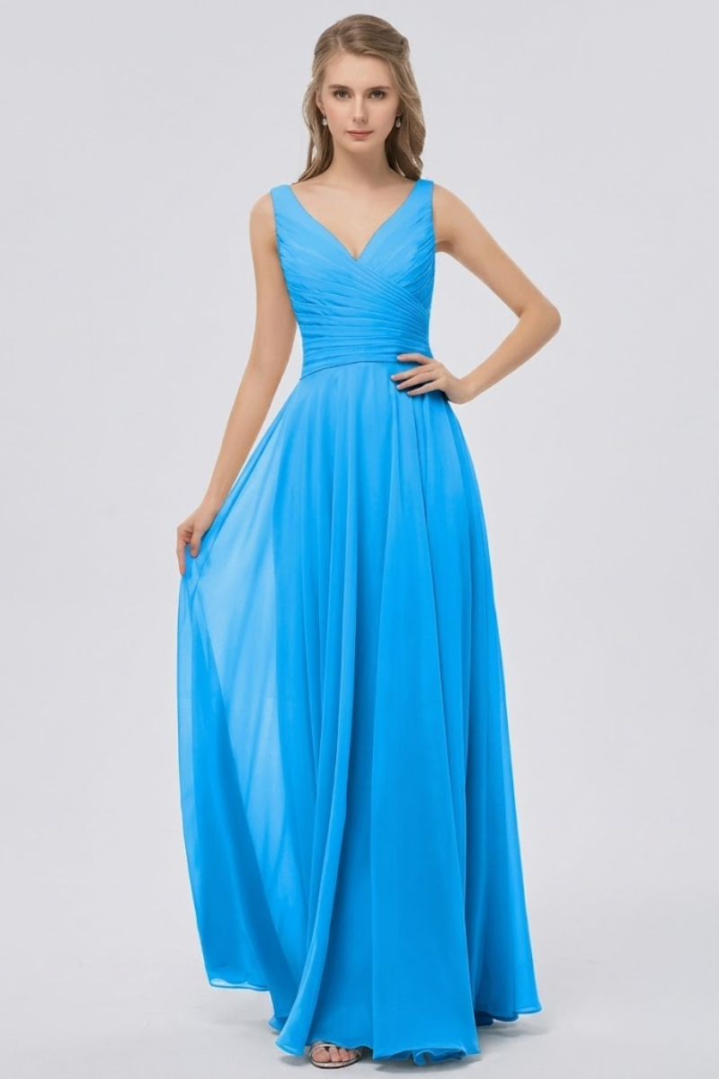 Women's Blush Chiffon Maxi Dress with Bow Detail