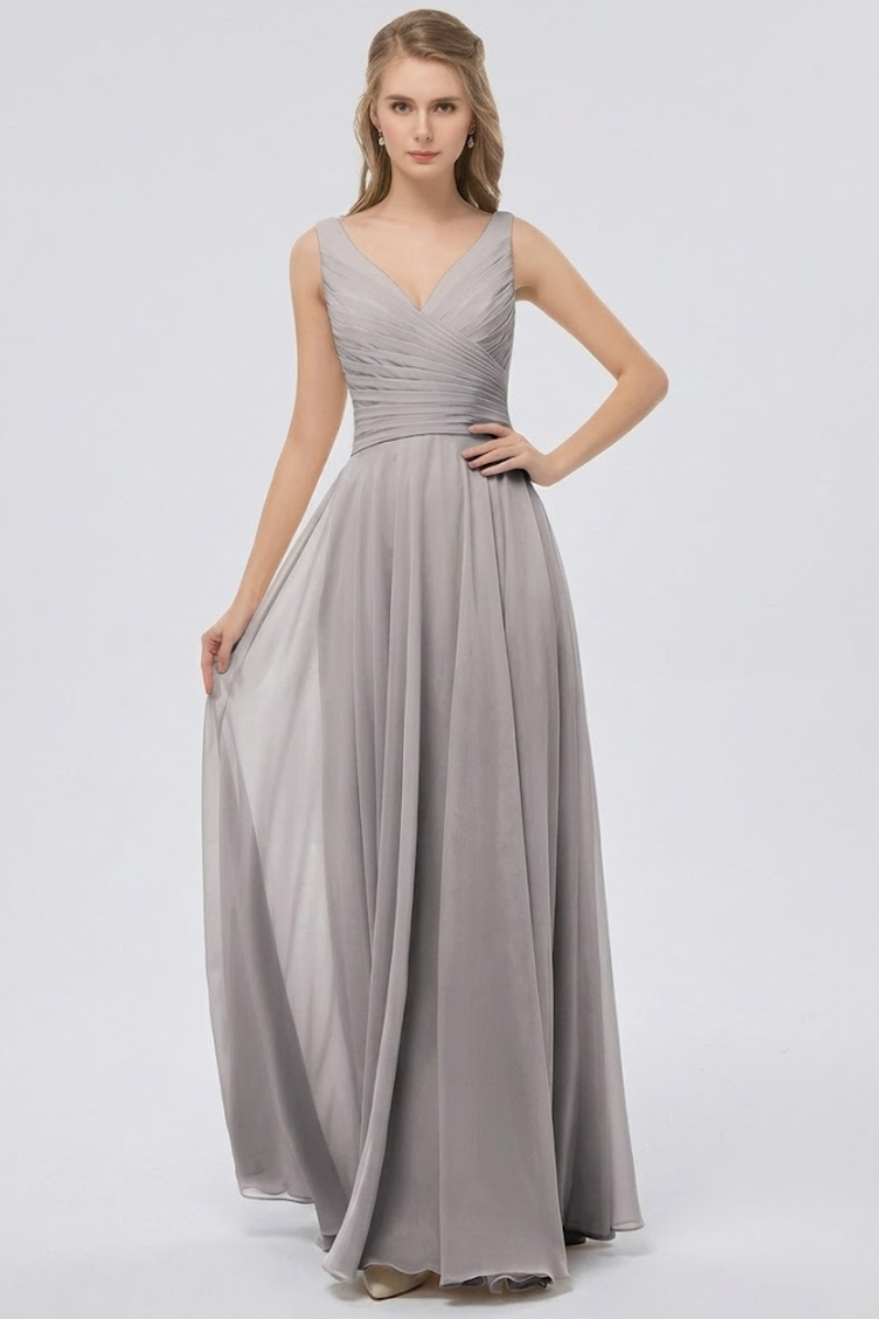 Women's Blush Chiffon Maxi Dress with Bow Detail