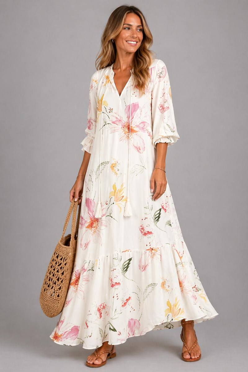 Women's Boho Maxi Dress – Flowy Loose Fit Summer Beach Dress