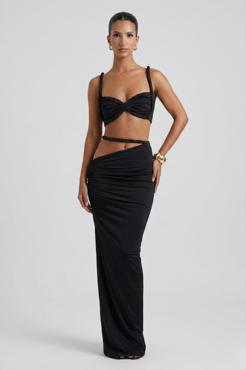 Women's Crop Top and Maxi Skirt Two Piece Set Summer Vacation Outfit