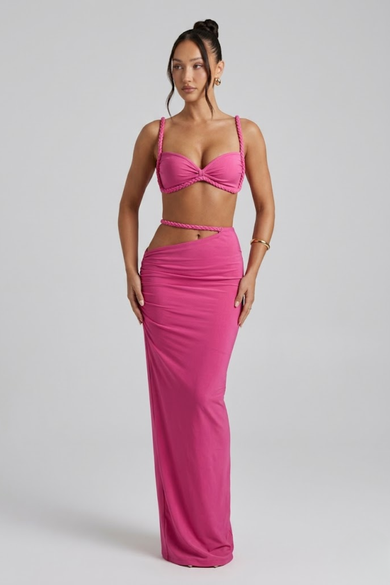 Women's Crop Top and Maxi Skirt Two Piece Set Summer Vacation Outfit