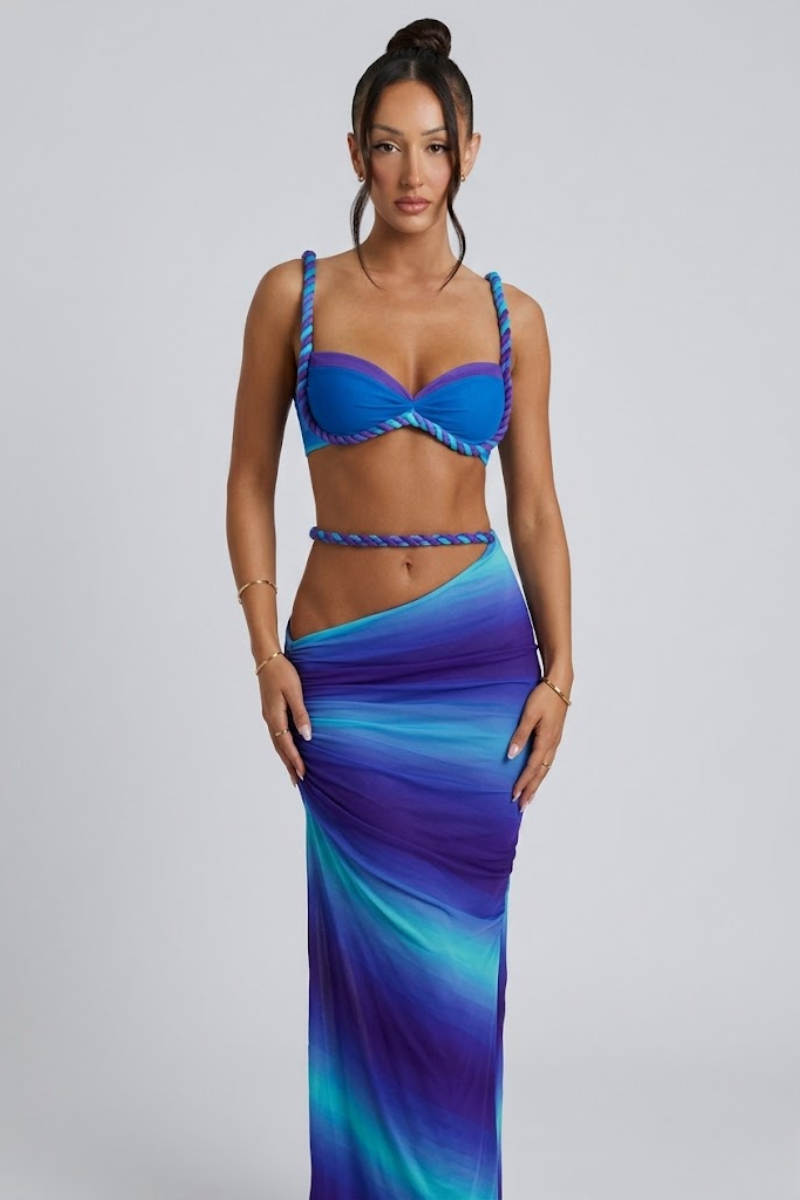 Women's Crop Top and Maxi Skirt Two Piece Set Summer Vacation Outfit