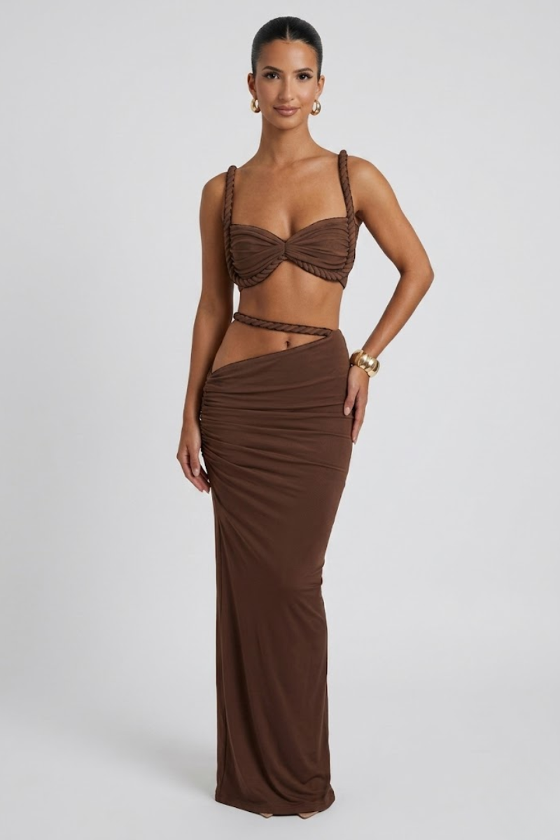 Women's Crop Top and Maxi Skirt Two Piece Set Summer Vacation Outfit