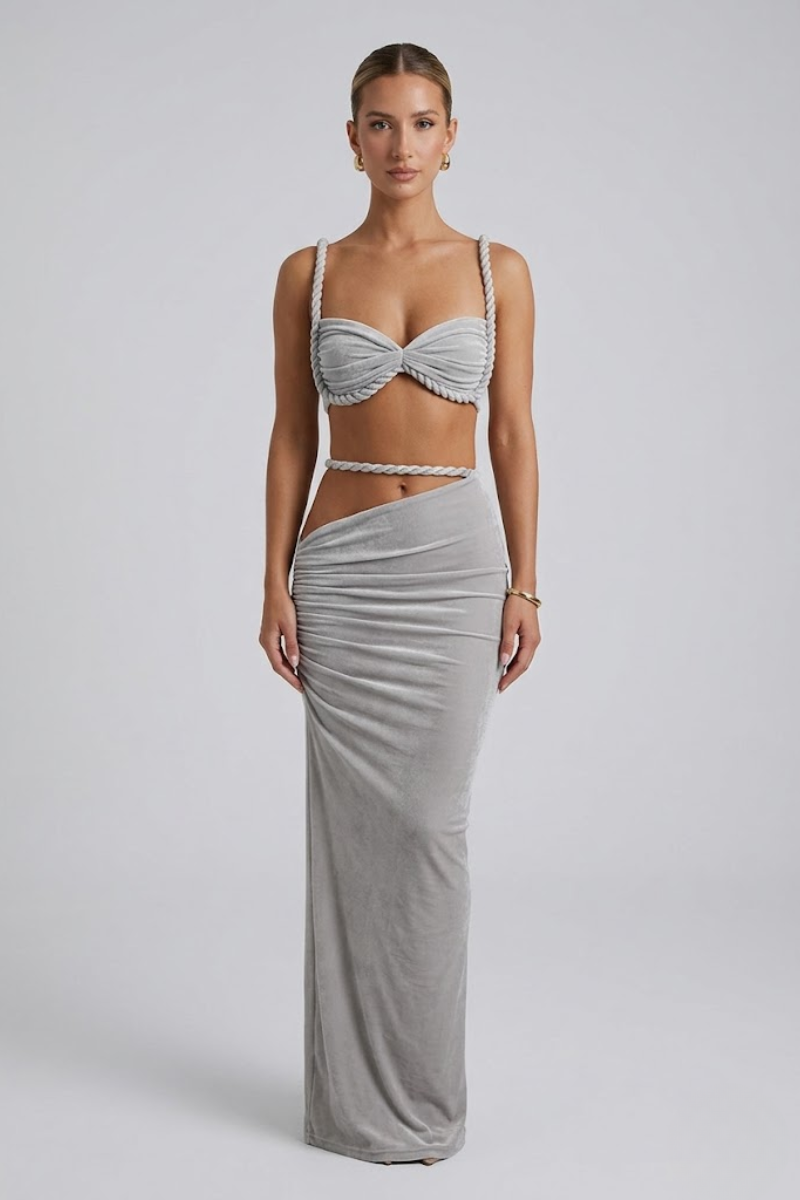 Women's Crop Top and Maxi Skirt Two Piece Set Summer Vacation Outfit