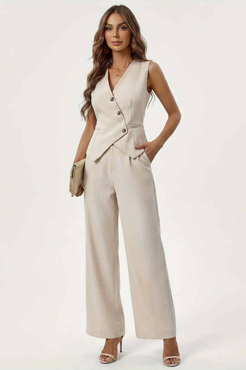 Women's Deep V Neck Wide Leg Jumpsuit Regular Fit Casual One-Piece Outfit