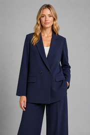 Women's Double Breasted Blazer Jacket – Button Front Long Sleeve Outfit