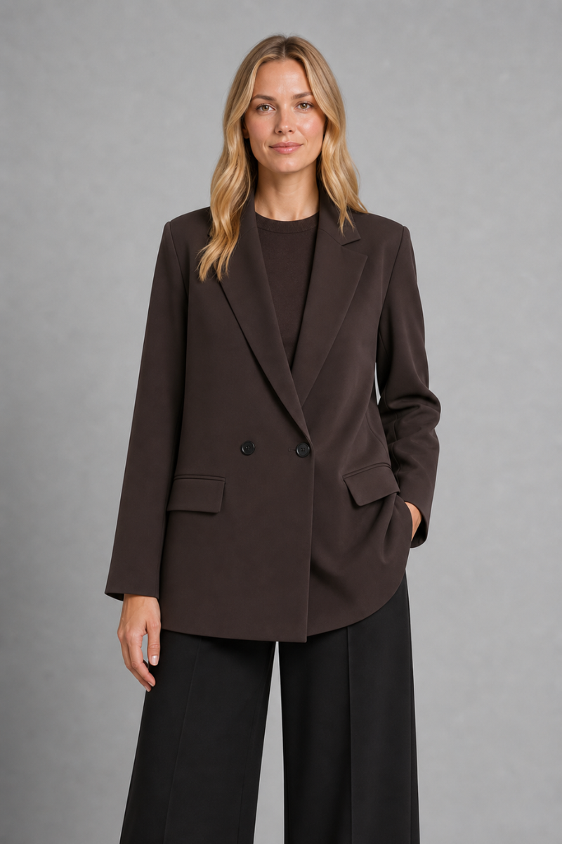 Women's Double Breasted Blazer Jacket – Button Front Long Sleeve Outfit