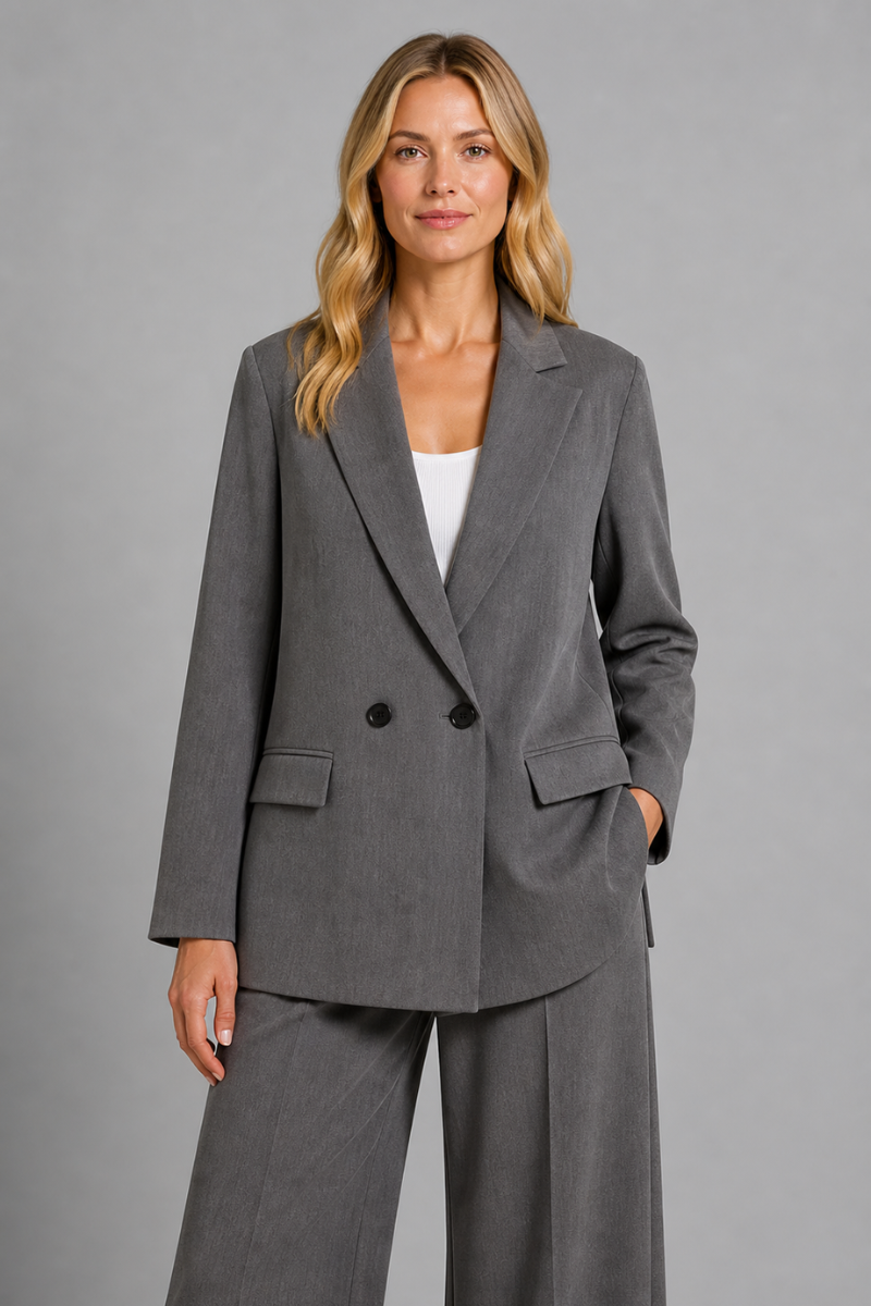 Women's Double Breasted Blazer Jacket – Button Front Long Sleeve Outfit
