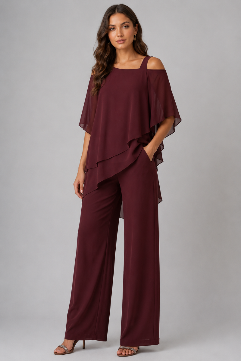 Women's Elegant Chiffon Two Piece Set – Occasion Co-Ord Outfit