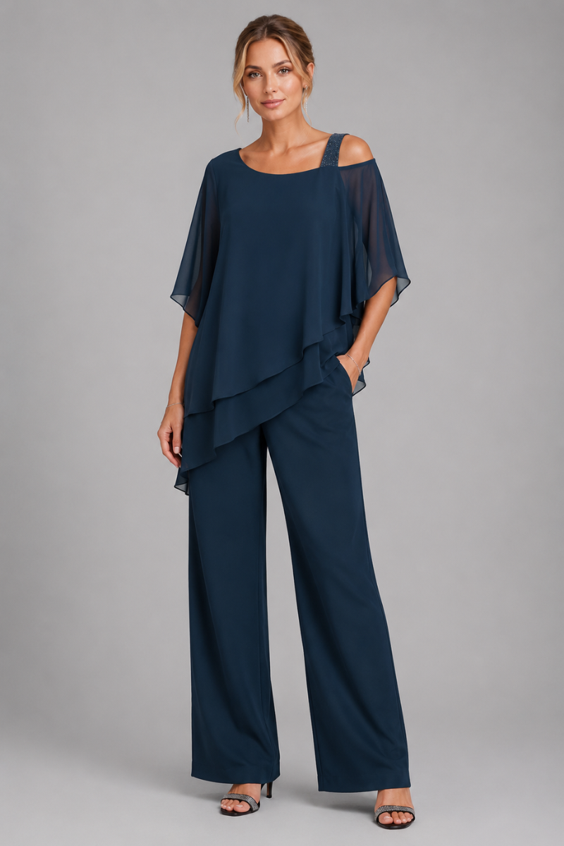 Women's Elegant Chiffon Two Piece Set – Occasion Co-Ord Outfit