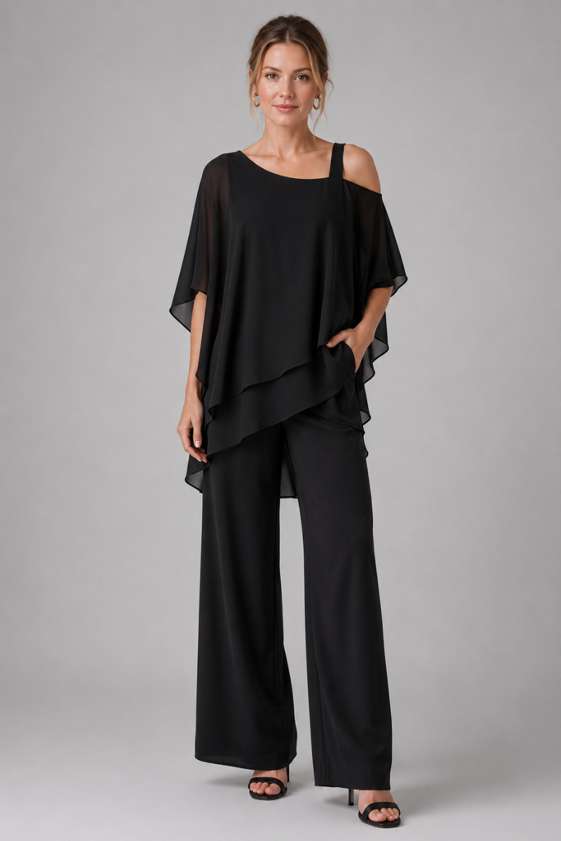 Women's Elegant Chiffon Two Piece Set – Occasion Co-Ord Outfit