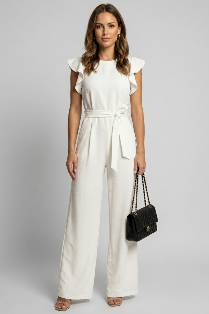 Women's Elegant Ruffle Sleeve Jumpsuit for Parties and Special Occasions