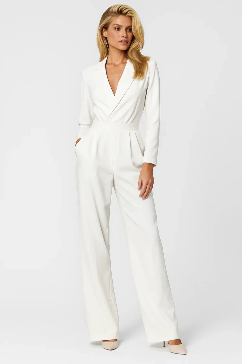 Women's Fitted V Neck Wide Leg Jumpsuit Summer Evening One-Piece Outfit