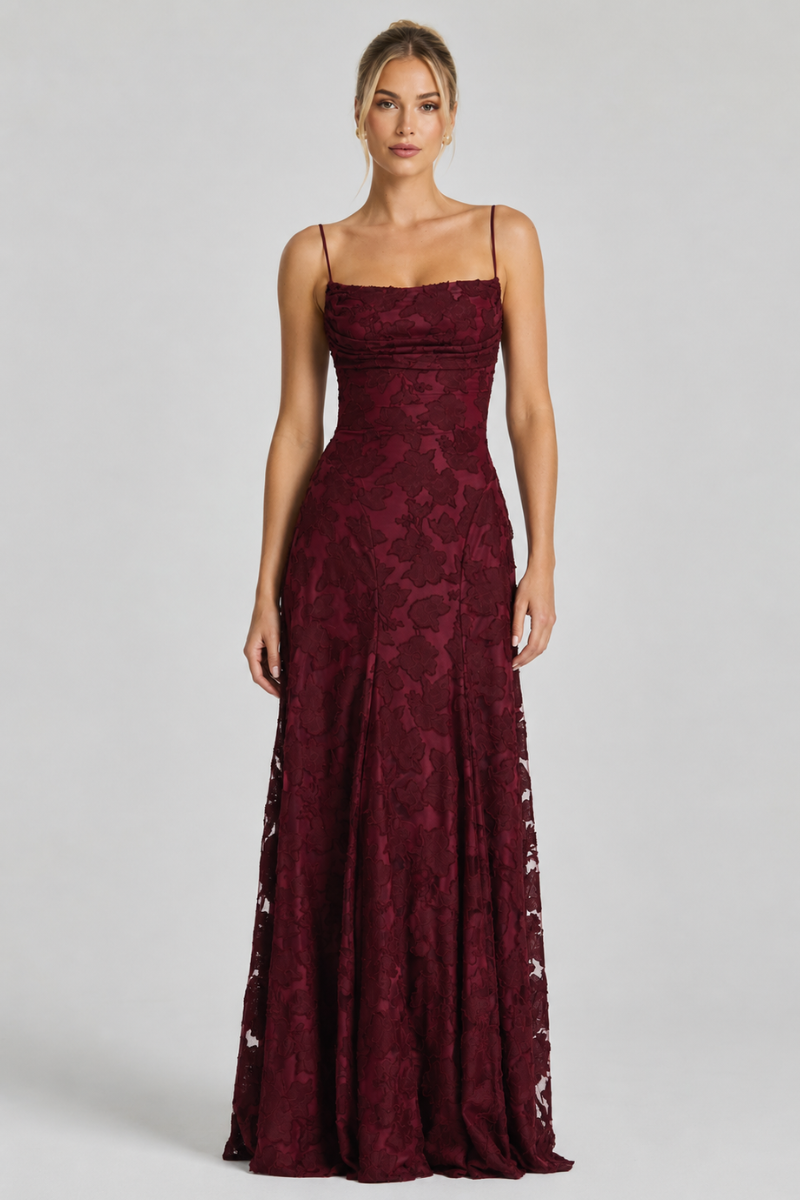 Damen Floral Cowl Neck Maxikleid – Ärmelloses elegantes Anlasskleid
