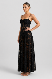 Women's Floral Maxi Dress - Spaghetti Strap Summer Evening Dress
