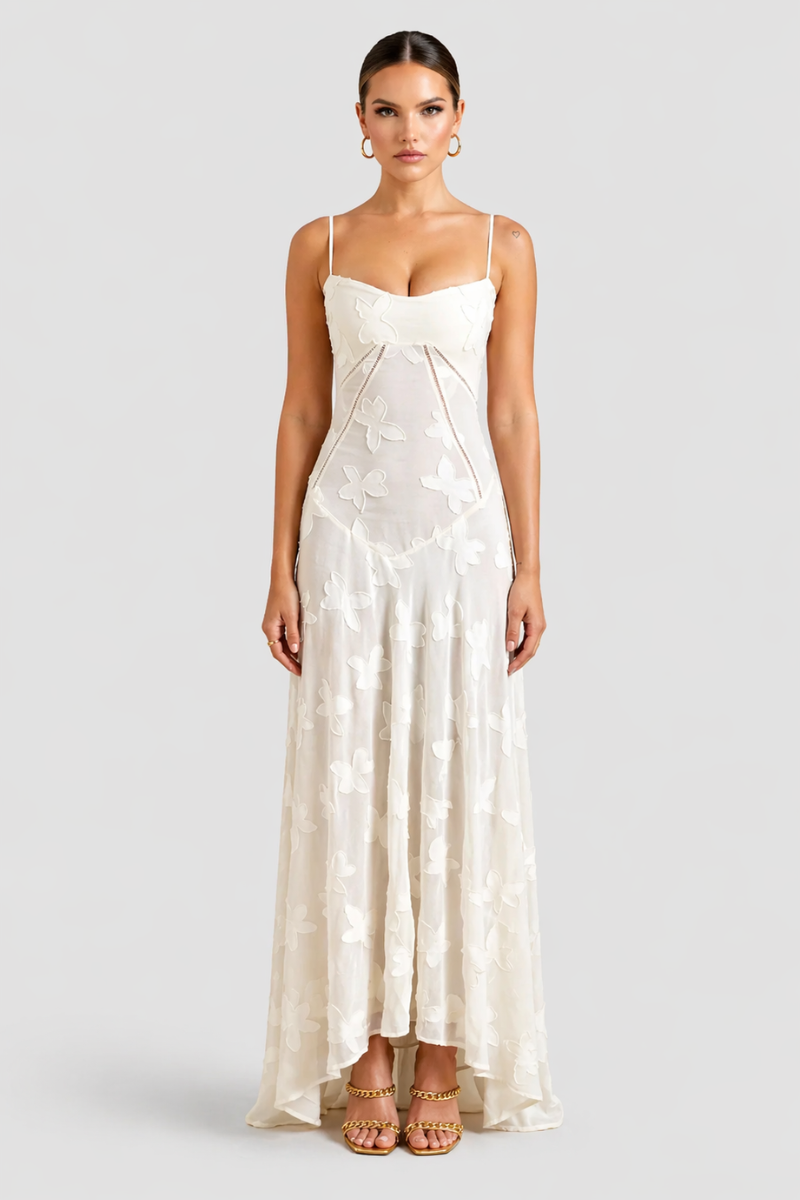Women's Floral Maxi Dress - Spaghetti Strap Summer Evening Dress