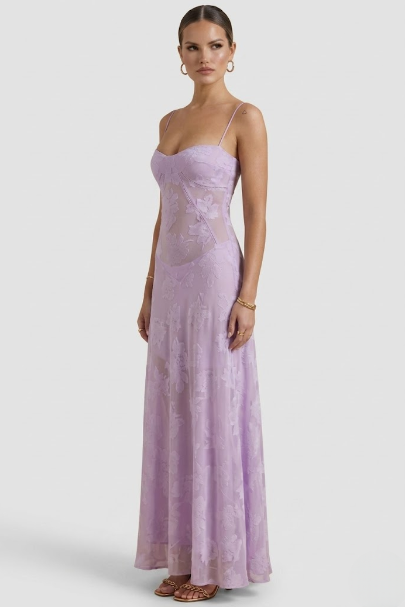Women's Floral Maxi Dress - Spaghetti Strap Summer Evening Dress