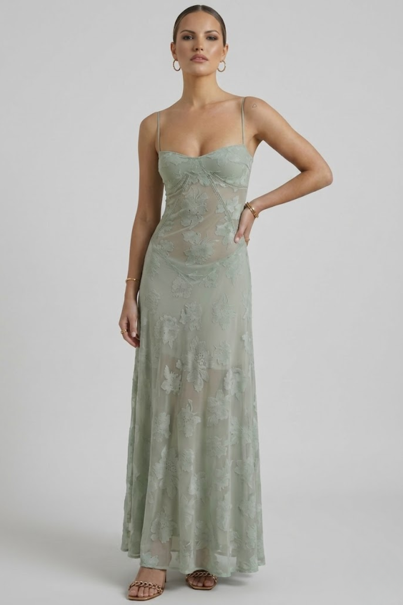 Women's Floral Maxi Dress - Spaghetti Strap Summer Evening Dress