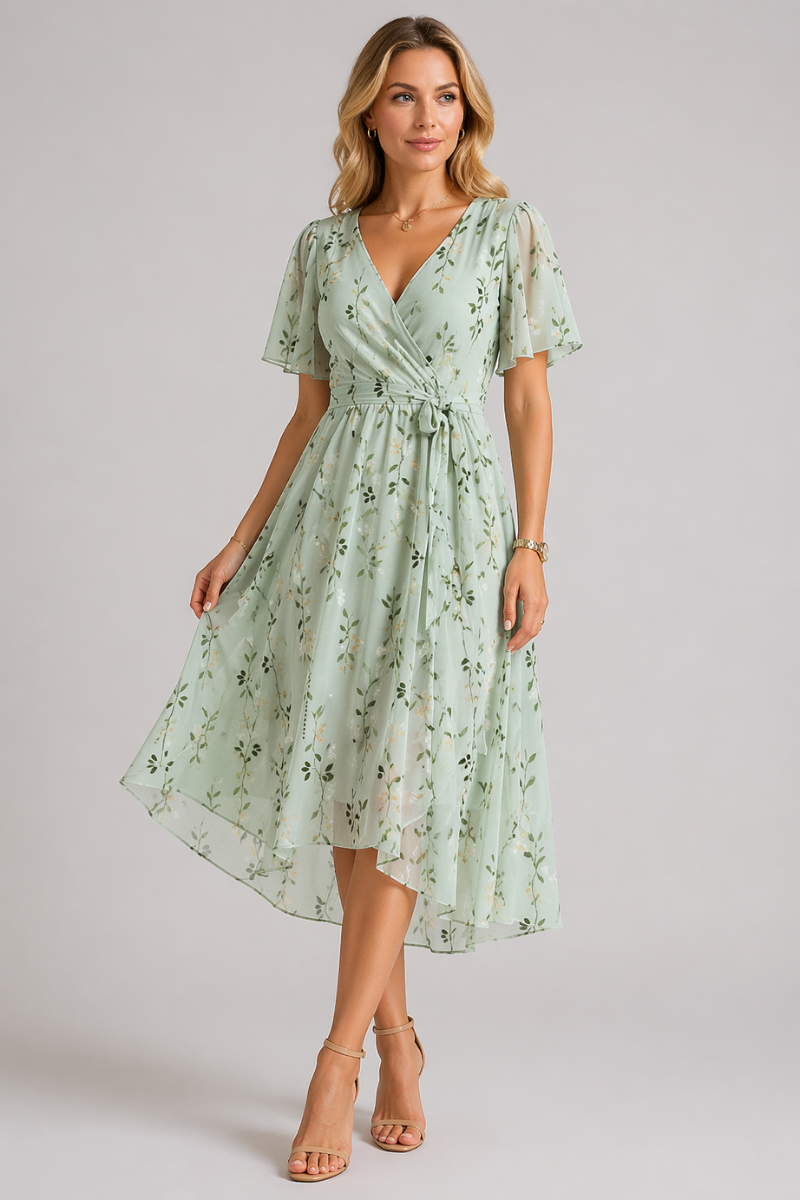 Women's Floral Midi Dress - Casual Summer Print Dress