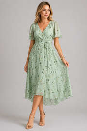 Women's Floral Midi Dress - Casual Summer Print Dress