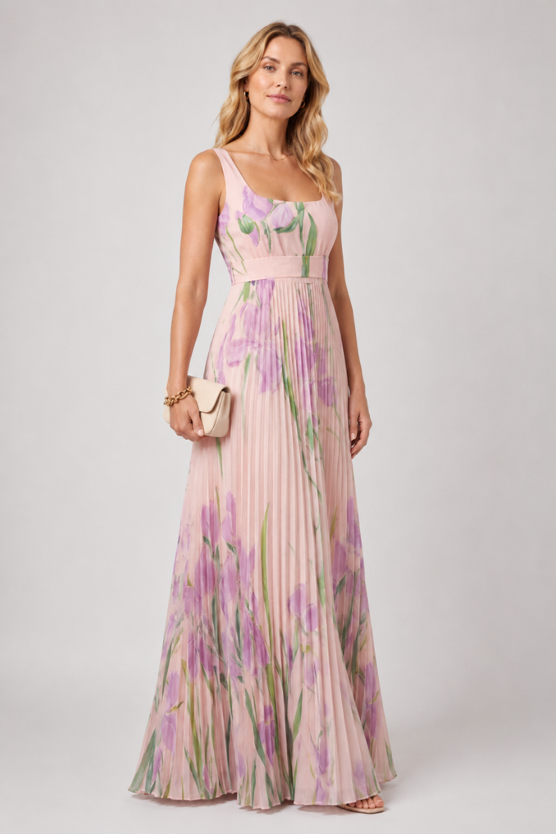 Women's Floral Square Neck Maxi Dress – Elegant Summer Occasion Dress