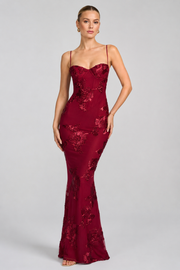 Women's Floral Sweetheart Neck Maxi Dress – Elegant Sleeveless Evening Dress