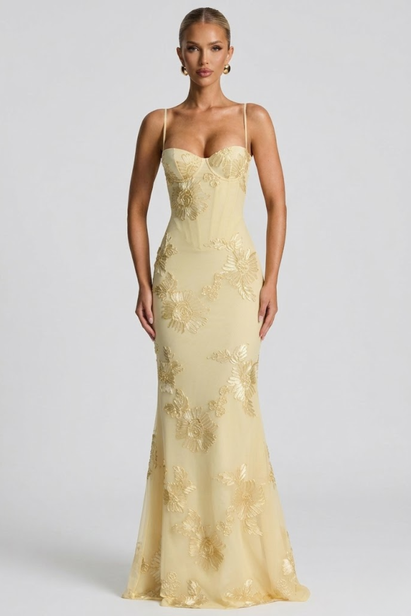 Women's Floral Sweetheart Neck Maxi Dress – Elegant Sleeveless Evening Dress