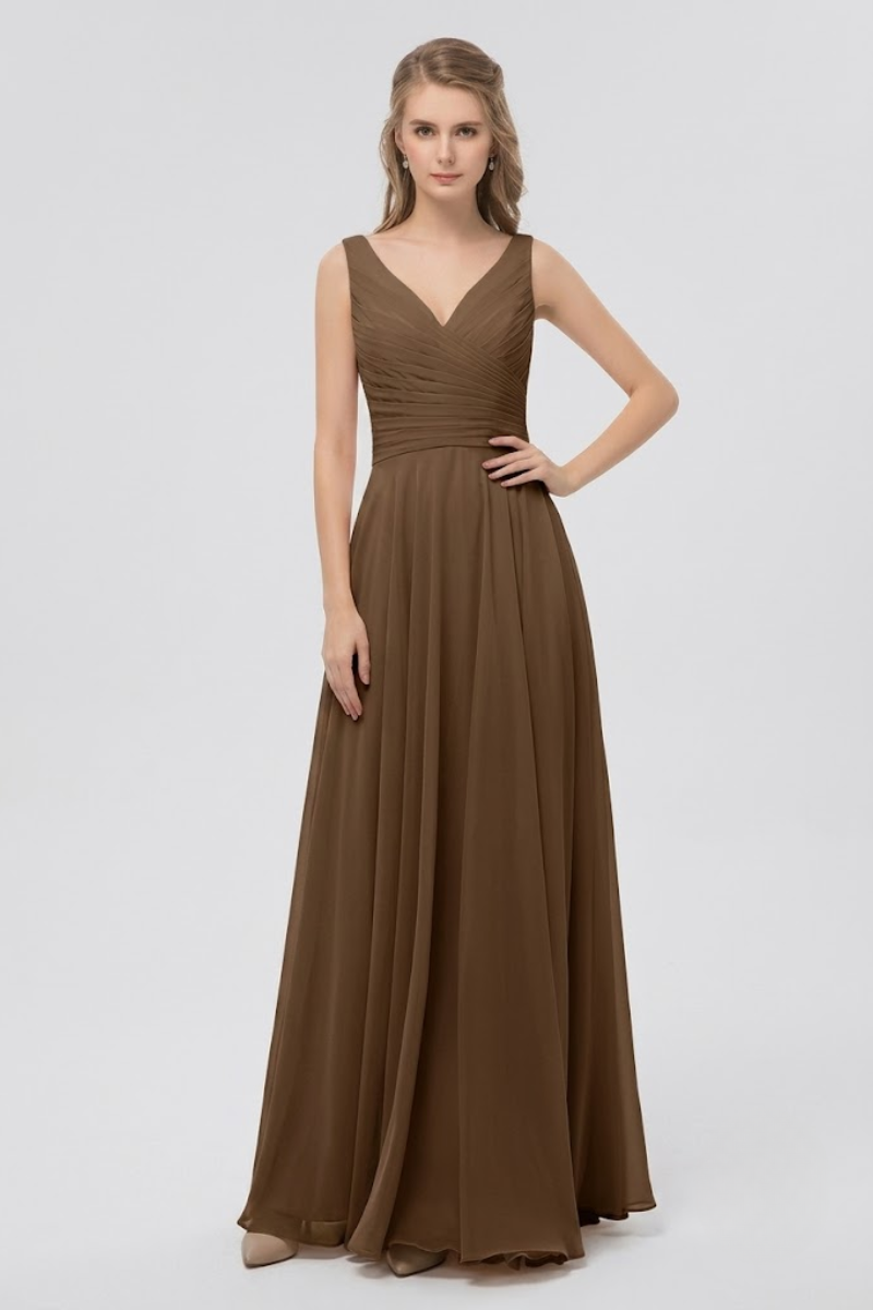 Women's Full Length Chiffon Maxi Dress with Bow Detail