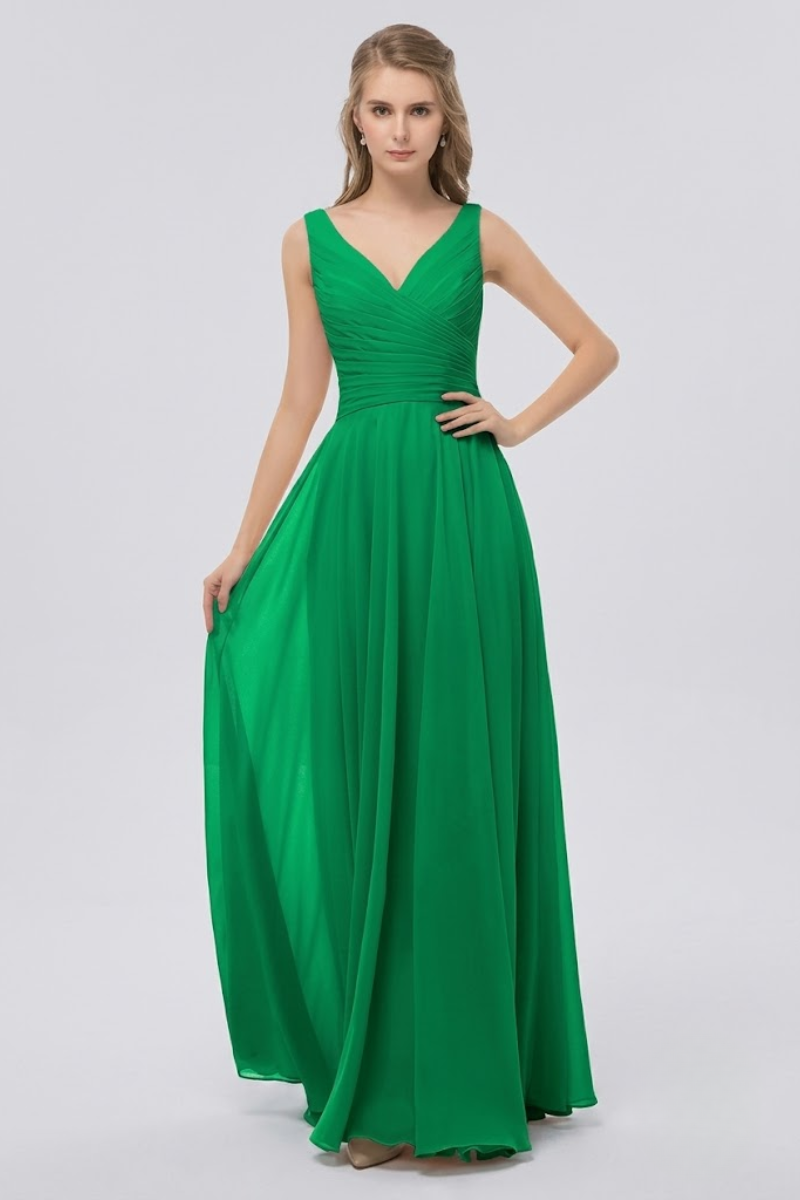 Women's Full Length Chiffon Maxi Dress with Bow Detail