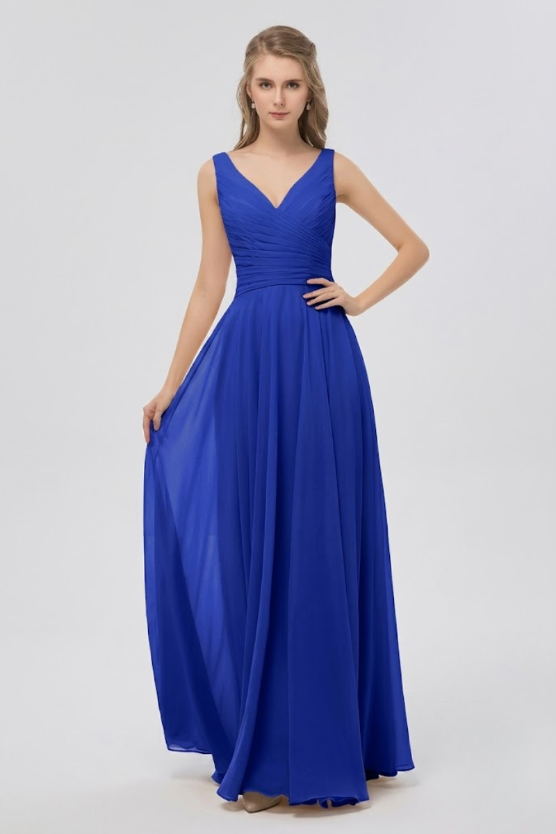 Women's Full Length Chiffon Maxi Dress with Bow Detail