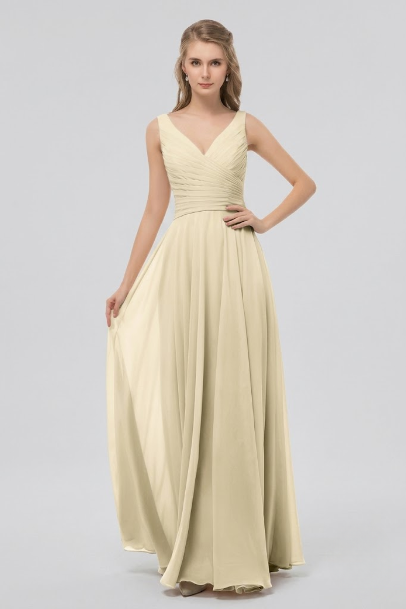 Women's Full Length Chiffon Maxi Dress with Bow Detail