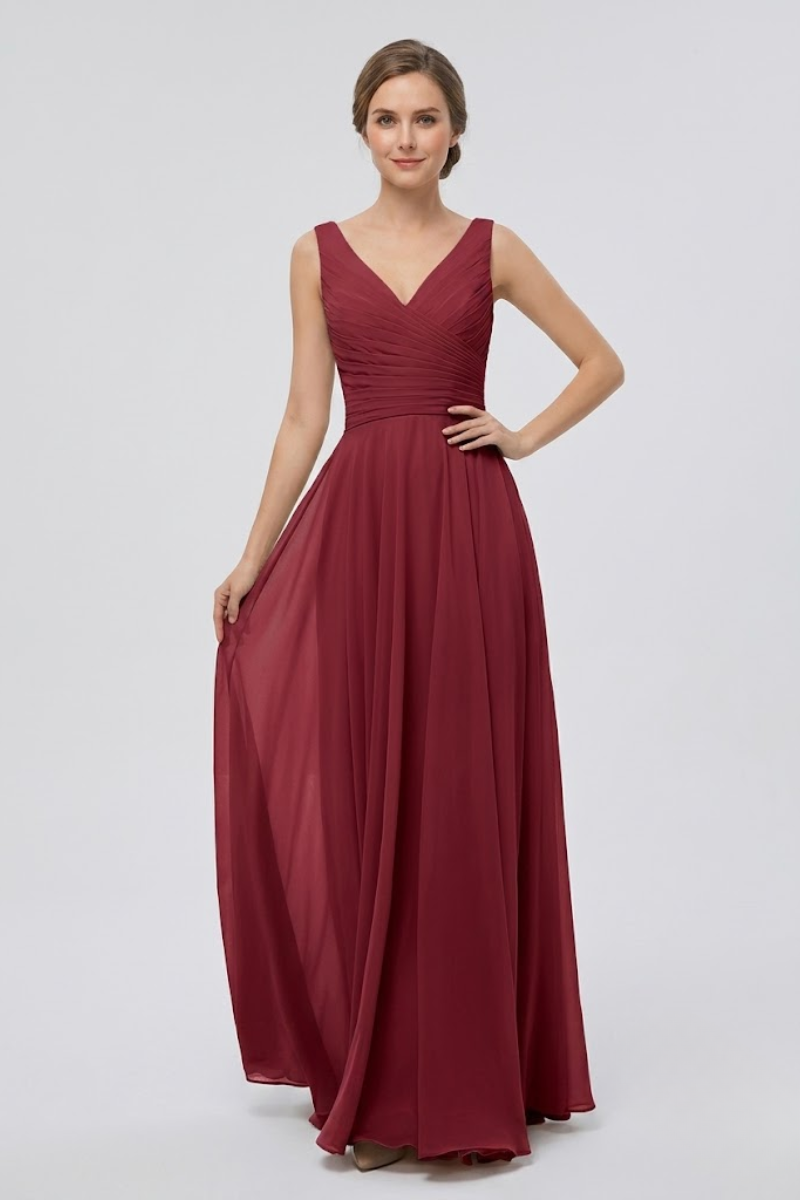 Women's Full Length Chiffon Maxi Dress with Bow Detail