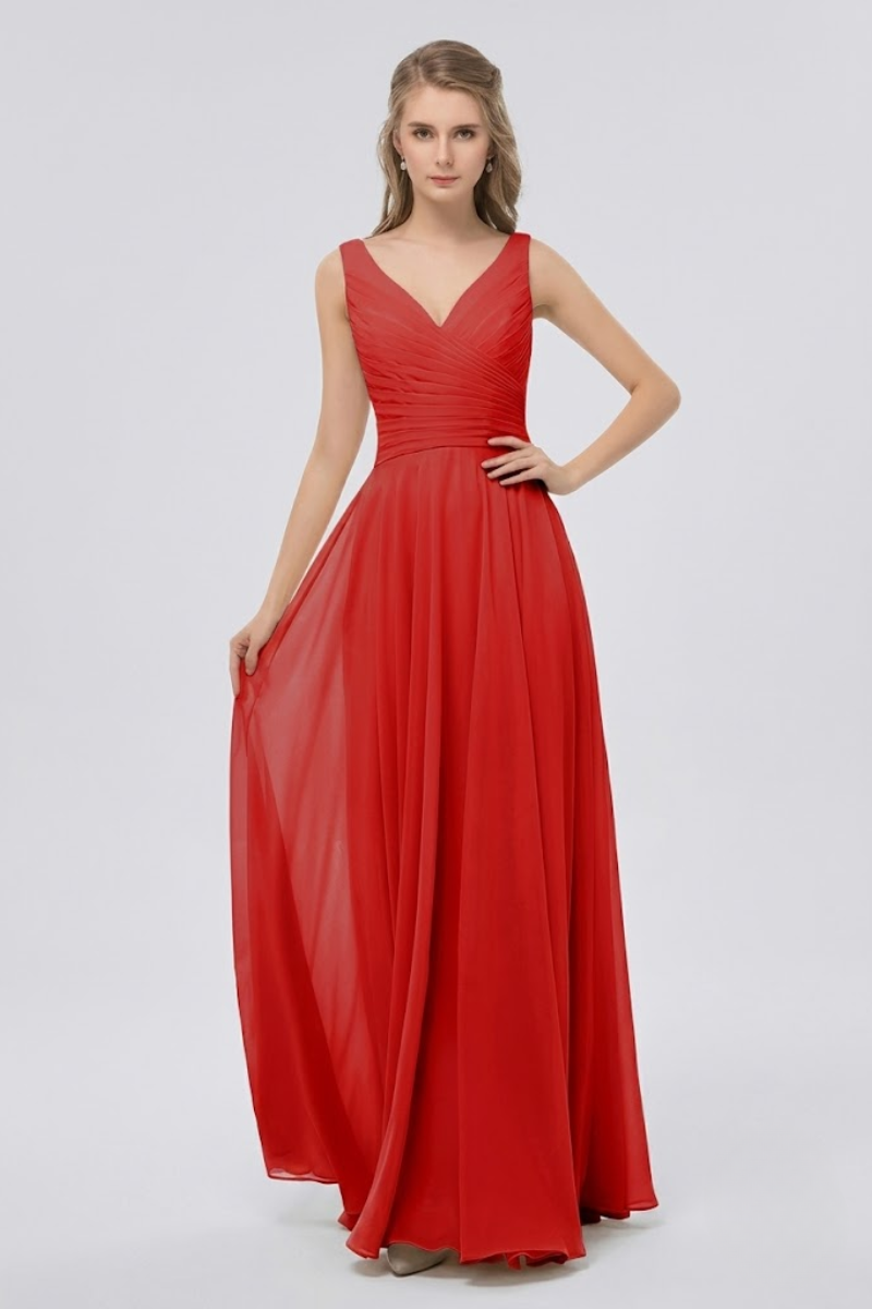 Women's Full Length Chiffon Maxi Dress with Bow Detail
