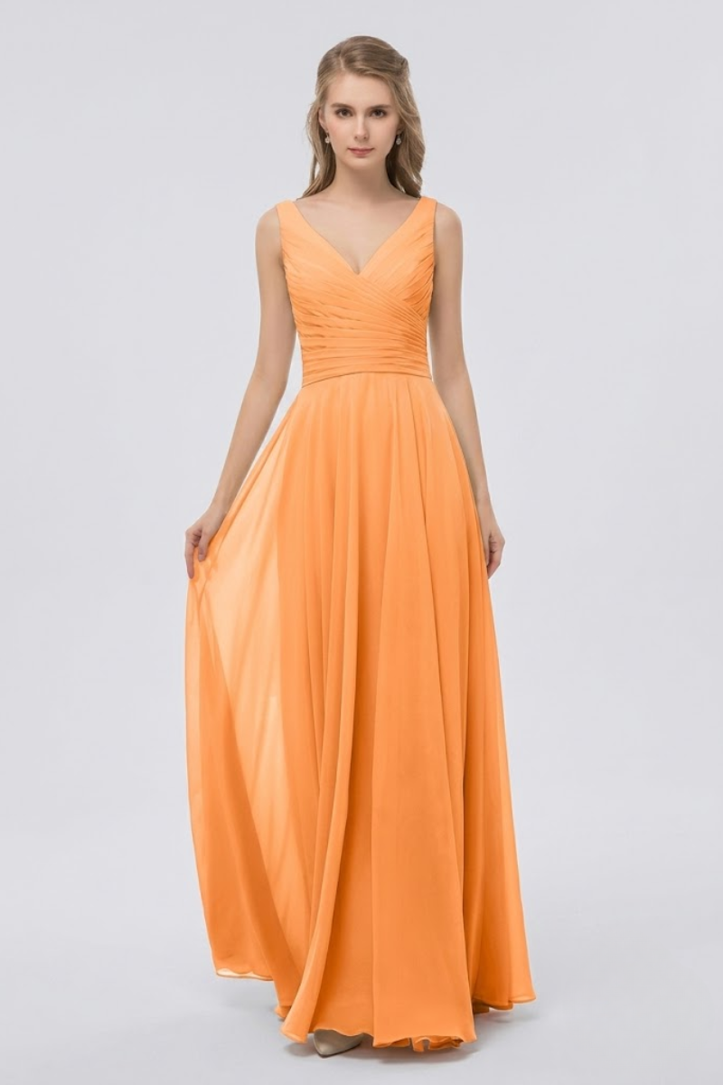 Women's Full Length Chiffon Maxi Dress with Bow Detail