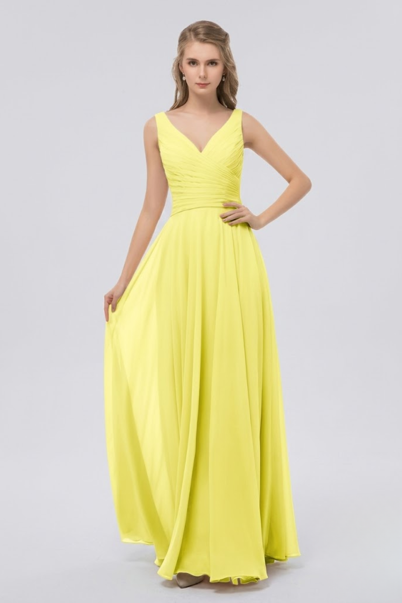 Women's Full Length Chiffon Maxi Dress with Bow Detail