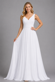 Women's Full Length Chiffon Maxi Dress with Bow in Rust