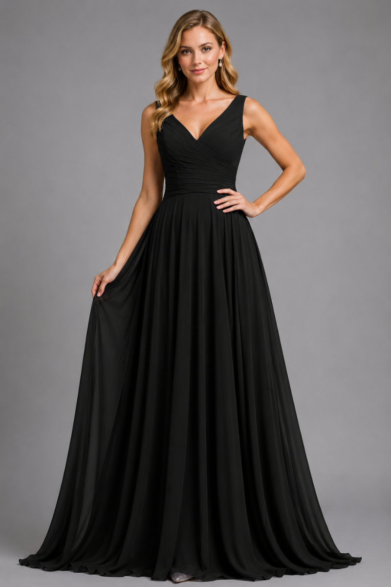 Women's Full Length Chiffon Maxi Dress with Bow in Rust
