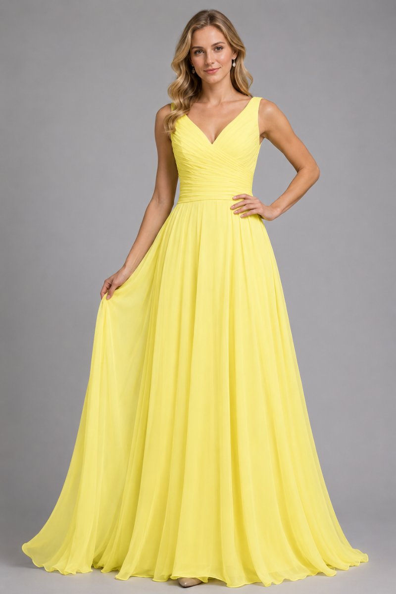 Women's Full Length Chiffon Maxi Dress with Bow in Rust